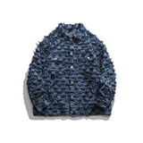 Checkerboard Denim Shearling Lapel Jacket