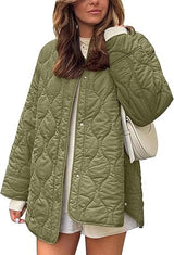 European And American Style Chic String Decoration Simple Solid Color Round Neck Loose Cotton Coat
