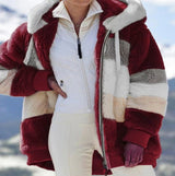 Multicolor patchwork hooded short fashion jacket