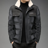 Men's Casual Winter Down Jacket with Fur Collar