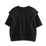 Black Off Shoulder T-Shirt with Zipper Detail