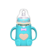 Silicone Glass Baby Bottle with Anti-Drop Design