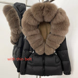 Oversized Real Fox Fur Collar Hooded White Duck Down Jacket