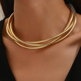 Fashion Metal Simple Three Woven Winding Temperament Female Necklace Collar