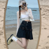 Women's Denim Bow Skirt for Summer