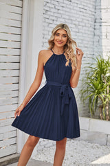 Halter Strapless Pleated Sundress