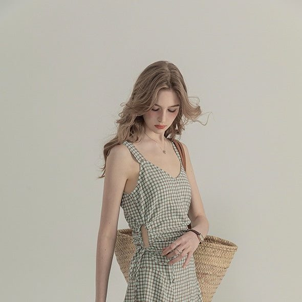 Sweet Plaid Halter Dress