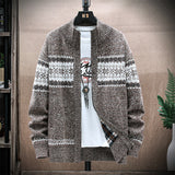 Men's Printed Stand-Collar Cardigan Jacket for Warmth