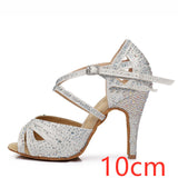 Silver High-Heeled Latin Dance Shoes