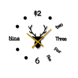 Ins3d deer head creative wall clock