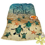 Tropical Baby Sea Turtle Flannel Fleece Blanket 3D Ocean Waves Flannel Soft Plush Throw Blanket Cozy Blankets For Bed Chair Car Sofa Couch Bedroom 75x100cm 130x150cm