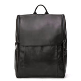First layer leather black computer backpack