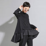 Women's Asymmetrical Ruffle Long Sleeve T-Shirt 2022