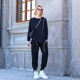 Irregular Zipper Round Neck Pullover T-Shirt