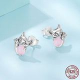 S925 Sterling Silver Fox Stud Earrings