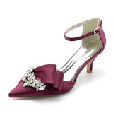Wedding Bride Mid And Low Heel Pointed Toe Rhinestone High Heels