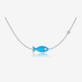 Diamond Fish Pendant S925 Silver Necklace