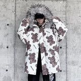 Plus Size Hip Hop Cotton Jacket with Bear Print