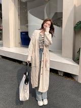 Mid-Length Mohair Knitted Cardigan Jacket for Women