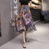 Mesh Stitching Denim Skirt