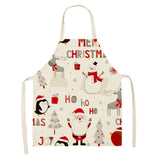 Christmas Deer Art Pattern Female Cleaning Home Cooking Kitchen Apron Chef Ear Cotton Linen