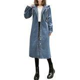 Hooded Thin Denim Trench Coat