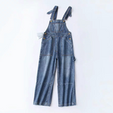 Loose Pocket Overalls Denim Pants