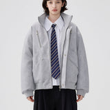 Mens Thick Solid-Color Wool Jacket Short Padded Coat