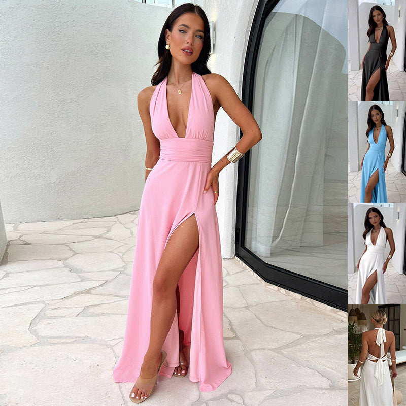 V-Neck Backless Strappy Dress