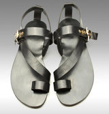 Men's Hollow Leather Roman Sandals, Thong Design