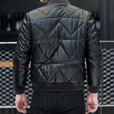 Black Men's Short Leather Jacket for Spring Youth