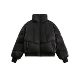 Winter New White Duck Down American Black Stand-up Collar Bread Coat