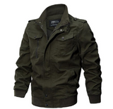 Men's Fall Jacket - Washed Cotton Military Style Plus Size