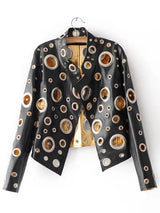 Lautaro Cut Out Faux Leather Jacket with Rivets