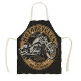 Creative Motorcycle Poster Art Letter Linen Kitchen Apron