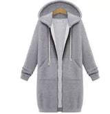Hooded Long-sleeved Winter Sweater Women's Jacket In A Long Thick Shirt