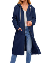 Autumn And Winter Women's Clothing Loose Zip Long Cardigan Jacket