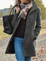 Winter Single-breasted Lapel Coat Fashion Commuter Slim Mid-length Jacket Women's Clothing