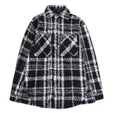 Black and White Plaid Knit Jacket for Couples