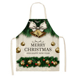 Household Green Series Christmas Dog Linen Apron Used In Kitchen