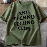 Funny Anti Techno Club Graphic Oversized T-Shirt