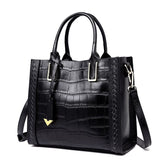 Pattern Woven Leather Tote Handbag for Women