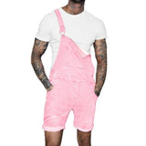 Pink Denim Overall Shorts for Men - Plus Size Summer Wear
