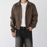 MYQ Men's Short Motorcycle Leather Jacket - Spring Style