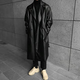 Men's Slim-fit Mid-length Double-breasted Leather Jacket
