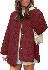 European And American Style Chic String Decoration Simple Solid Color Round Neck Loose Cotton Coat