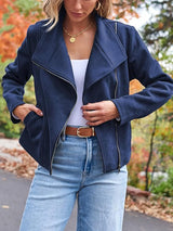 Fashion Casual Short Motorcycle Suede Jacket