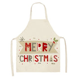 Christmas Deer Art Pattern Female Cleaning Home Cooking Kitchen Apron Chef Ear Cotton Linen
