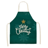 Household Green Series Christmas Dog Linen Apron Used In Kitchen