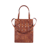 Faux Leather Woven Structure Crossbody Shoulder Bag